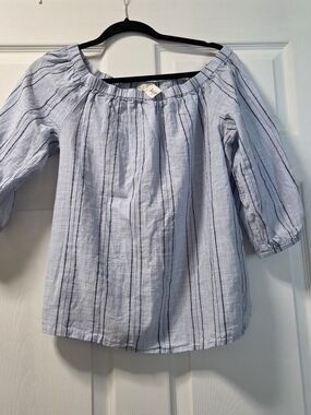H&M Light Blue and Black Striped Off-Shoulder Tunic